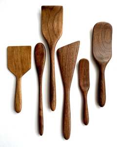 Ensemble de cuillères en bois naturel de qualité supérieure avec spatule de cuisine, louche, spatule à retourner et cuillère à mélanger pour la cuisine - Product Image 5
