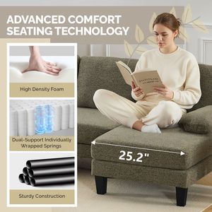Divano Sezionale Moderno di Alta Qualità da 111,4 Pollici con Rivestimento Rimovibile, Imbottitura in Piuma, Senza Braccioli, Stile Angolare con Funzione Letto - Product Image 5