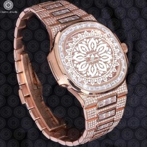 Charm Jewells Montre tonneau de luxe pour femme, or rose, lunette en diamant, cristal saphir, quartz analogique, 42 mm, fermoir pliant - Product Image 2