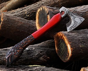 Hache tactique viking artisanale en acier à haute teneur en carbone, manche en bois, qualité industrielle, vente en gros à bas prix - Product Image 4