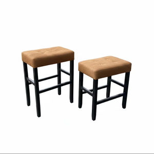 Ensemble de 2 tabourets de bar et de comptoir en cuir PU, ensemble de tabourets capitonnés en cuir PU, ensemble de tabourets rembourrés en PU avec structure en bois massif, hauteur bar et comptoir - Product Image 1