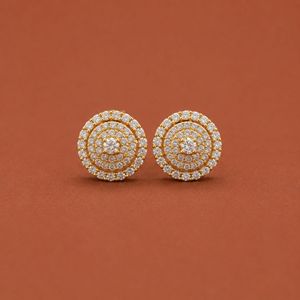 Boucles d'oreilles rondes en forme d'halo avec design de cercles concentriques, argent sterling 925, bijoux élégants, cadeau pour femmes - Product Image 1