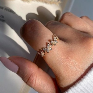 butterfly moissanite engagement band, round cut moissanite wedding <b>ring</b>, 18k gold plated <b>dainty</b> <b>ring</b> delicate engagement <b>ring</b> . - Product Image 2