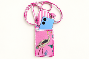 Sac bandoulière zippé en toile Fashty Lifestyle avec imprimé grue tropicale, bordure rayée, design simple, 3 compartiments, portable, mode, usage quotidien - Product Image 4