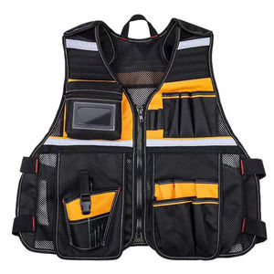 Gilet de travail personnalisé pour homme 2026, noir et jaune, multi-poches, respirant, en tissu Oxford, pour l'extérieur en été - Product Image 1