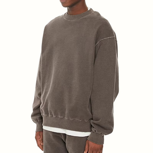 YITE Plain High Quality Cotton Acid Wash Oversized Hoodie Custom Crew Neck Sweatshirt <b>Men</b> Waterproof Breathable Eco-Friendly - Product Image 5