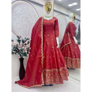 Vestido de fiesta de noche de diseñador vestido de Anarkali con vestido de novia elegante Pent y Dupatta - Product Image 3