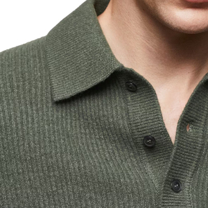 Polo à manches longues pour homme, coupe ajustée, couleur unie, patte de boutonnage, tissu extensible doux, respirant, léger, décontracté, pour tous les jours - Product Image 5