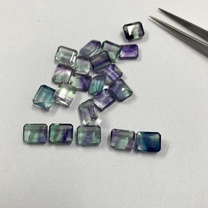 Piedras Preciosas Sueltas de Fluorita Natural Multicolor de 5x7mm-10x12mm, Forma Octogonal, Corte Facetado, Certificadas por IGI, para Fabricación de Joyería - Product Image 3