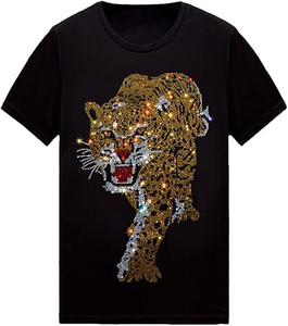 Camisetas Personalizadas de Algodón con Pedrería en el Cuello, Manga Corta, Tallas Grandes para Hombre, Camiseta Blanca con Pedrería para Hombre - Product Image 4