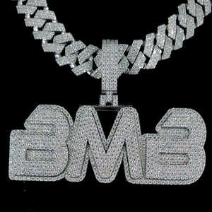 Customize Iced Pendant Big Bail 20mm Chain Personalized Stacked <b>Letters</b> Pendant Custom Name <b>Necklace</b> Hip Hop Men's Jewelry - Product Image 4