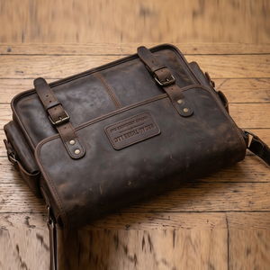 Sac messager vintage en cuir véritable Regal Three Llc avec fermeture à boucle, bandoulière réglable, sacs messagers pour toutes les saisons - Product Image 3