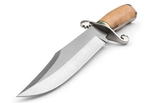 Couteau utilitaire en acier Damas sur mesure, finition polie, manche en bois naturel, garde de lame à motif en spirale - Product Image 2