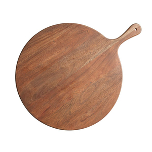 Tabla de Pizza Redonda de Madera con Asa, Bandeja de Servir y Tabla de Cortar de Madera Sólida, Accesorio de Cocina Ecológico para Restaurante - Product Image 4