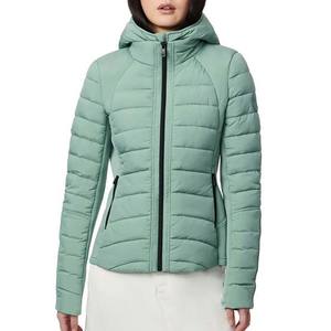 Women Autumn Knitted <b>Quilted</b> Puffer Jacket <b>Thick</b> Breathable Waterproof Windproof Eco-Friendly Reversible Hooded Zipper Closure - Product Image 2