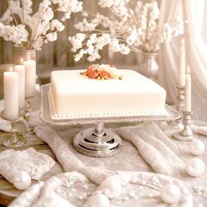 ฐานวางเค้กดีไซน์หรูหราเคลือบเงินพร้อมขอบคริสตัล เหมาะสำหรับตกแต่งบ้าน งานแต่งงาน และงานเลี้ยงวันเกิด - Product Image 6