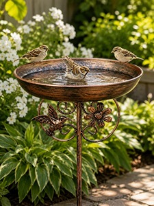 Décoration de jardin vintage rustique en cuivre, mangeoire pour oiseaux avec piquet pour la décoration extérieure des jardins, des pelouses et des paysages. - Product Image 2