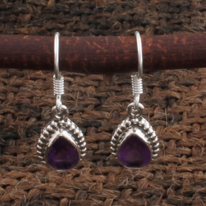 ต่างหูพลอยแอมะทิสต์ธรรมชาติทรงหยดน้ำ เงินแท้ 925 สำหรับผู้หญิง โรงงานผลิตเครื่องประดับชั้นดี ขายส่ง - Product Image 3