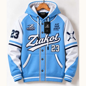 Wholesale Direct Ziakot Industry Custom Stitched Light Blue White Royal <b>Red</b> Baseball Pullover Sweatshirt Hoodie - Product Image 6