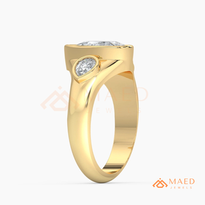 Anillo de Compromiso de Oro Amarillo de 14K con Moissanita Corte Pera y Tres Piedras, Joyería Nupcial de Lujo, Regalo de Tendencia en EE. UU. - Product Image 6