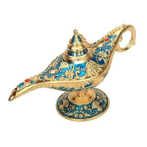 Lámpara Mágica Árabe, Pieza Decorativa |   Decoración de Mesa Estilo Aladdín en Dorado y Azul para el Hogar, Sala de Estar, Oficina y Regalo - Product Image 3