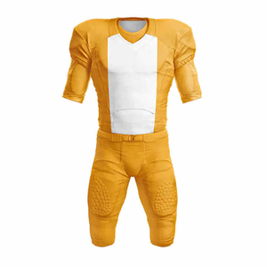 American Football Uniform Set Gold White V-<b>Neck</b> Short Sleeve <b>Padded</b> Fitted Men's Athletic Wear All Seasons - Product Image 1