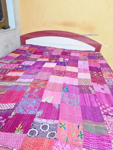 Vintage Kantha <b>Quilt</b> Handmade Patchwork 100% Cotton Throw Reversible & Washable Eco-Friendly Bohemian <b>Bedspread</b> All-Season Use - Product Image 3