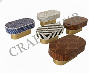 โต๊ะกาแฟรูปไข่ขนาด42.5x22.5x18นิ้วทำด้วยมือแบบโมเดิร์นแบบหมุนได้เฟอร์นิเจอร์ห้องรับประทานอาหารแบบพกพาสำหรับบ้านและโรงแรม - Product Image 2