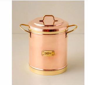 High-End Kitchenware Copper Breadbox with Tight Seal <b>Lid</b> Countertop Bakery Pastry Storage Organizer with Sturdy Side Handles - Product Image 4