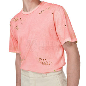 T-shirt homme en coton 100% de haute qualité, manches courtes, coupe ample, effet usé, logo personnalisé imprimé. - Product Image 5