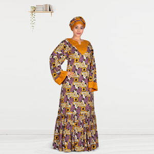 Robe longue islamique de style moyen-oriental pour femmes, kaftan en rayonne modeste avec embellissement en diamants, motif imprimé, manches longues - Product Image 5