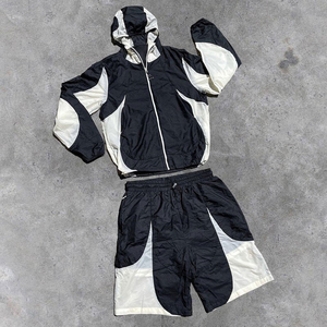 Two Piece Summer Hip Hop Woven Windbreaker Short Sets Waterproof Embroidered Breathable Pullover Hoodie Custom Men's <b>Light</b> - Product Image 1