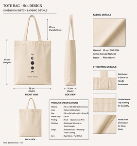 Bolso de lona con diseño de fase lunar, diseño minimalista, compañero de compras para todas las estaciones - Product Image 2