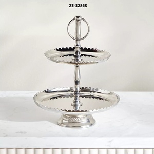 Plateau à gâteau en acier inoxydable, plateau rond avec surface miroir, support à gâteau, lavage à la main uniquement, surface antiadhésive - Product Image 1