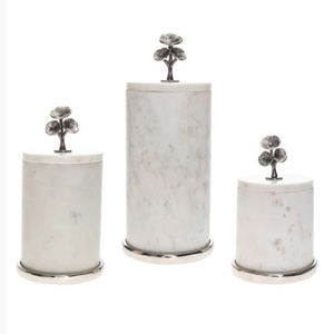 Ensembles de récipients de rangement ronds en marbre pour comptoir de cuisine, avec couvercle doré à motif floral, qualité alimentaire, vente en gros, personnalisables - Product Image 4