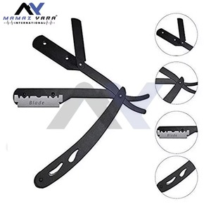Rasoir de barbier pliant à bord droit en acier inoxydable de qualité supérieure, finition noire élégante, outil de rasage de précision professionnel - Product Image 3