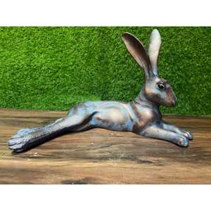 รูปปั้นกระต่ายทองแดงโบราณทำมือ ของตกแต่งบ้านสำหรับเทศกาลอีสเตอร์ ของประดับตกแต่งสวน - Product Image 6