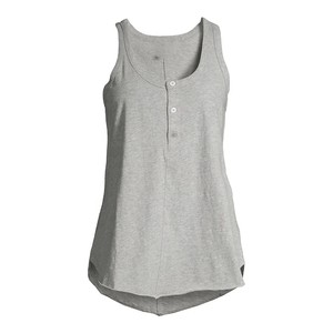 Camiseta sin mangas de punto gris con cuello redondo y botones frontales para mujer, estilo casual, modelo 2026 - Product Image 2