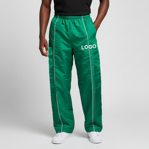 Wholesale Custom Logo Green Nylon Track Pants Men Baggy Streetwear Y2K Jogger Pants for USA B2B Suppliers men's pants - Product Image 2