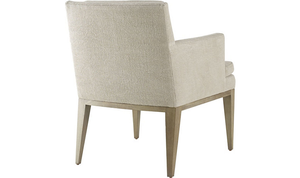 Sillón Tapizado en Beige Neutro Contemporáneo con Elegantes Patas de Madera Cónicas y Respaldo Cuadrado Acolchado - Product Image 4