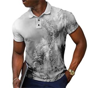Polo homme imprimé coloré, T-shirt de golf de luxe tendance, Vêtement décontracté à manches courtes grande taille pour homme - Product Image 2