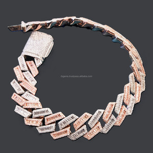 Pulseras Cubanas de Oro de 14K con Diamantes de Moissanita Cultivados en Laboratorio, Joyería Hip Hop, Cadenas Cubanas Iced con Corte Brillante Certificado - Product Image 3