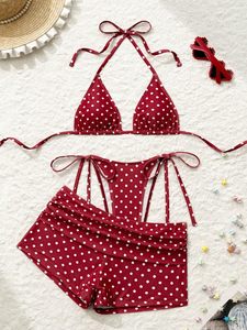 Women's <b>Bikini</b> with Shorts Stylish Halter Athletic Swimwear Custom Made Beach Bathing Suit OEM ODM Wholesale Custom Apparel - Product Image 5