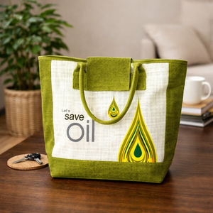 Flower Printed Durable Jute Beach Tote <b>Bag</b> with Rope Handles | Customizable <b>Fabric</b> Eco-Friendly Carry <b>Bag</b> - Product Image 2