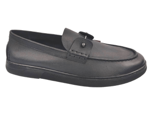 Mocasines de Cuero Negro para Hombre, Punta Cerrada, Antideslizantes, Transpirables, con Amortiguación de Aire, Zapatos de Oficina y Carrera, Suela de TPR - Product Image 1