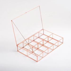 Modern Metal Frame Transparent Glass Storage <b>Box</b> Luxury Jewelry Organizer Clear <b>Trinket</b> Holder Decorative Keepsake Container <b>Box</b> - Product Image 3