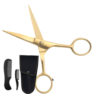 Professional Hair Scissors with Sharp Stainless Steel Blades Right Handed Beard Mustache Trimming Set Includes Combs and Pouch - Product Image 1