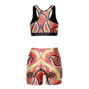 Ensemble de sport 2 pièces personnalisé pour femmes, taille mi-haute, respirant, grande taille, avec soutien-gorge de sport et short à logo frontal, idéal pour le yoga et la gym - Product Image 6