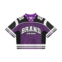 T-shirts graphiques personnalisés pour hommes, coupe ample, sérigraphie, col en V vintage, maillot de sport, maillot de football en mesh