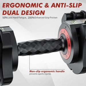 22.5lb 5-in-1 Quick Adjust Adjustable Dumbbell Set Full Body Workout Equipment with <b>Free</b> <b>Weights</b> Storage Tray for Home Gym - Product Image 6